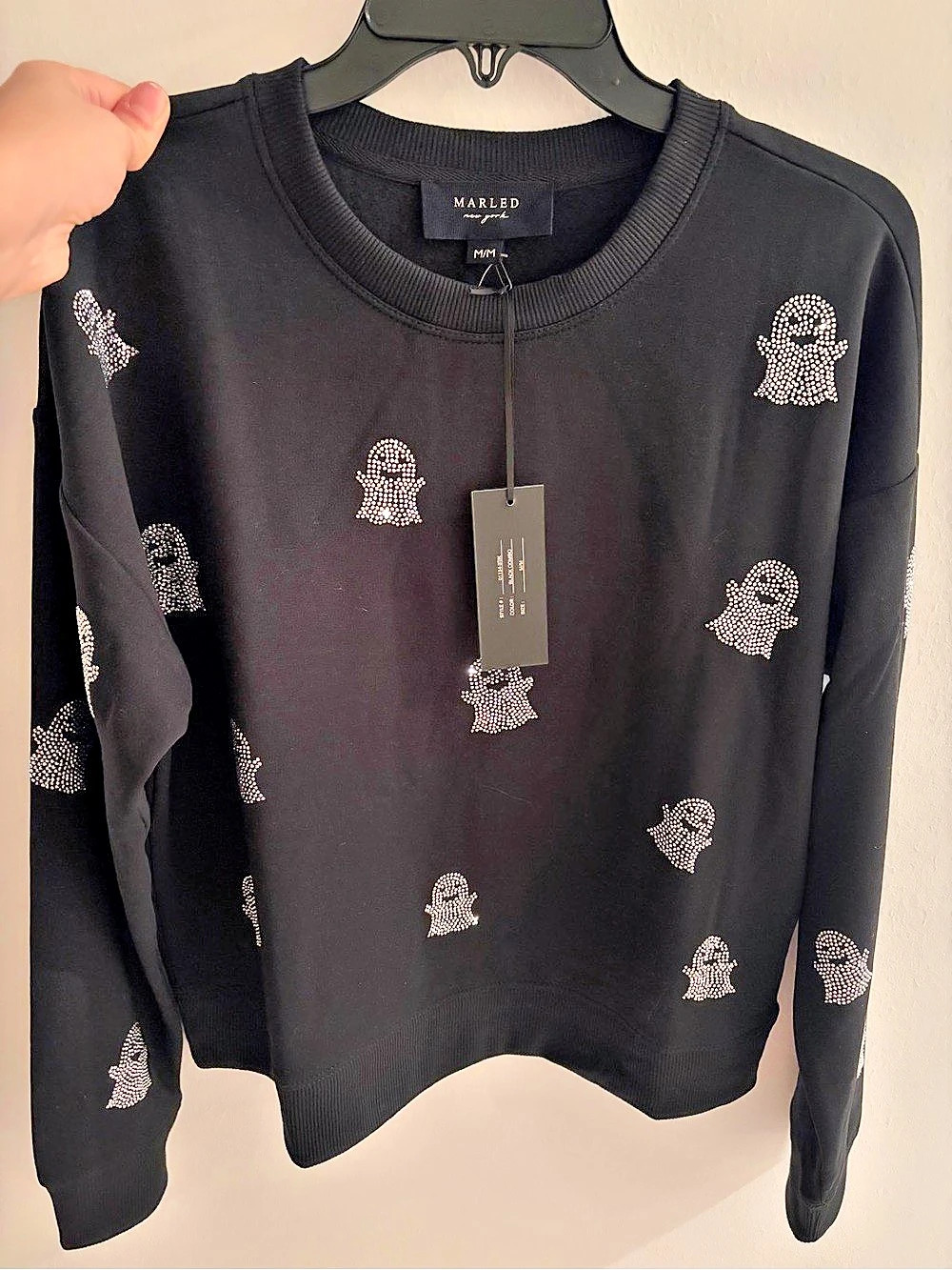 Black Rhinestone Ghost Sweatshirt NWT
